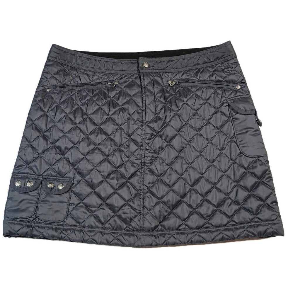 Athleta Toasty Buns Insulated Cargo Puffer Skirt Black 12 Quilted Grunge Utility
